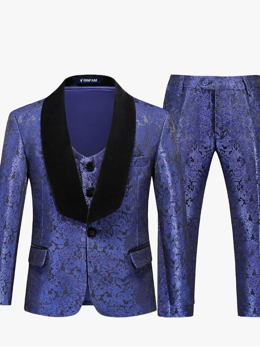 Boys 3 Pieces Slim Fit Jacquard Tuxedo Formal Suit
